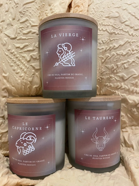 Bougie astrologique élément Terre, signes Taureau, Vierge et Capricorne — Ploutos Bougie